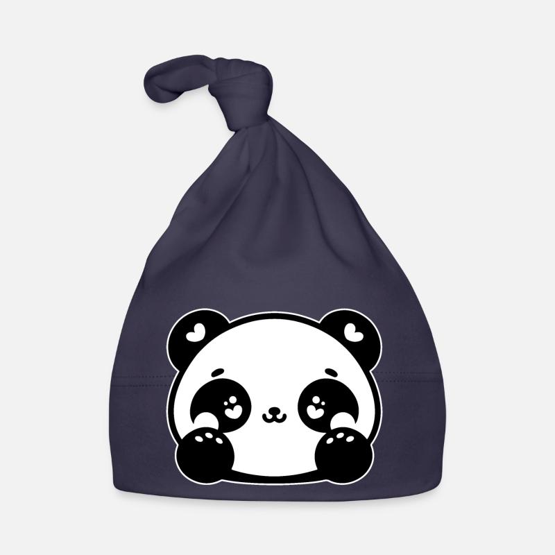 Pippin le mignon panda - Bonnet bio Bébé - marine