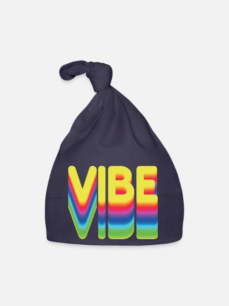 Nur gute Vibes - retro style - Baby Bio-Mütze - Navy - Vorne