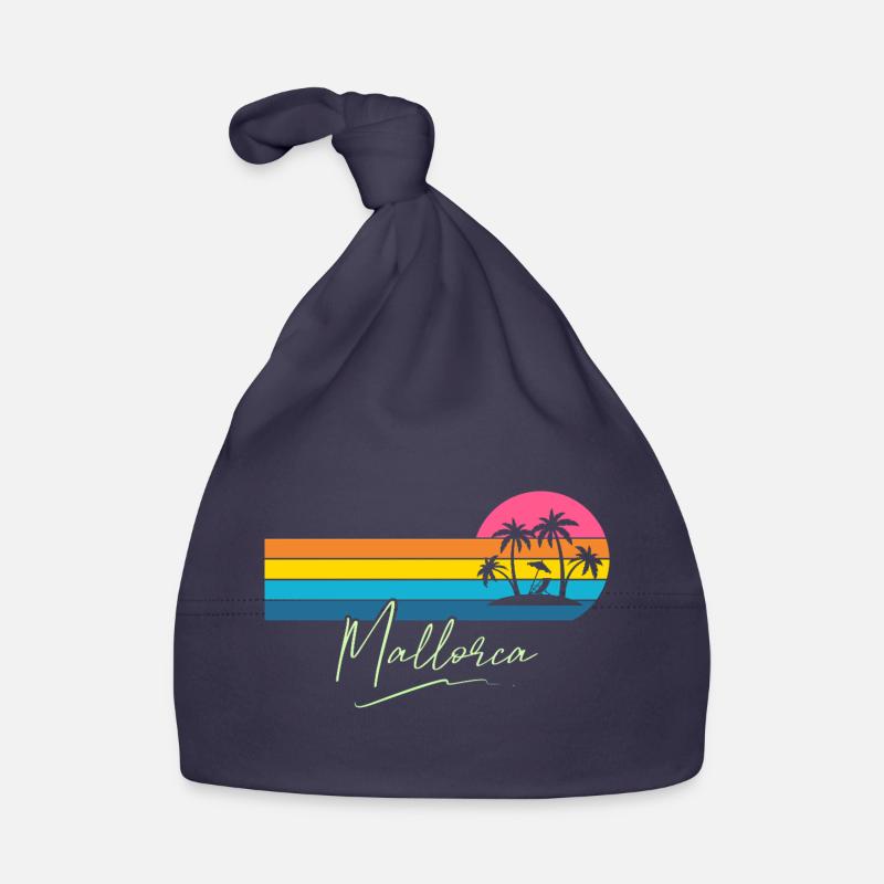 Mallorca Palmen Sunset Retro Baby Bio-Mütze
