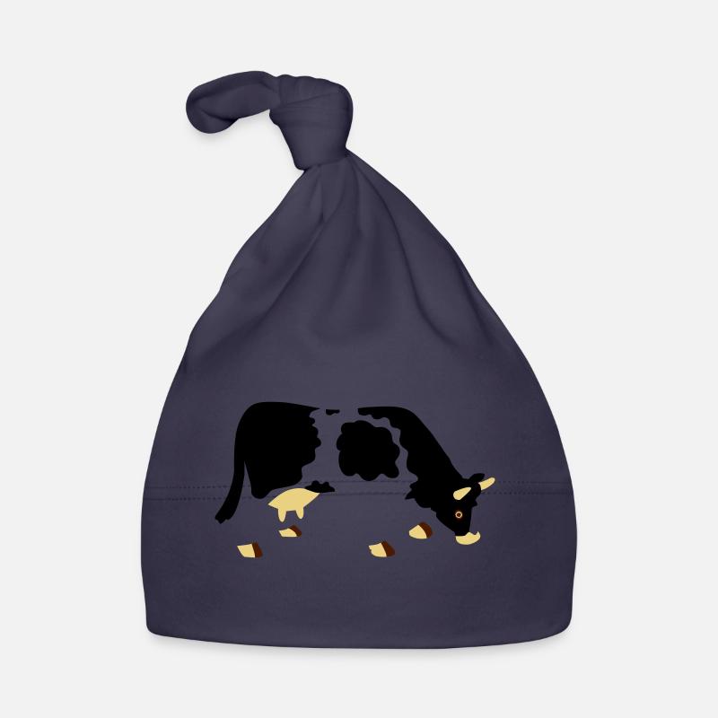 Vache avec des trous - Bonnet bio Bébé - marine