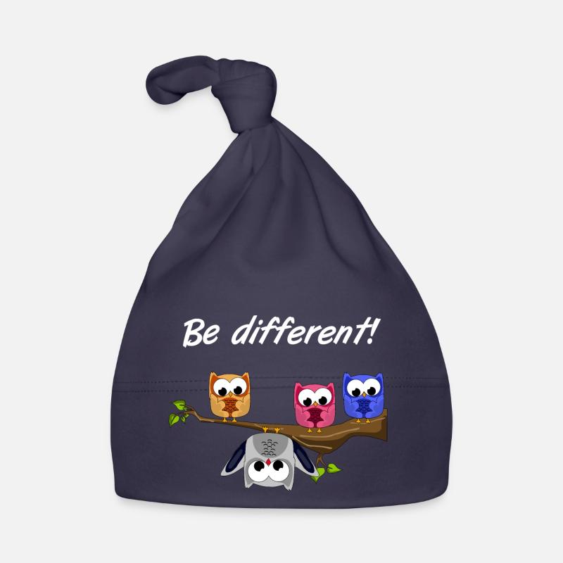 Be Different! - Süßer Fun Spruch - Eulen Motto Baby Bio-Mütze