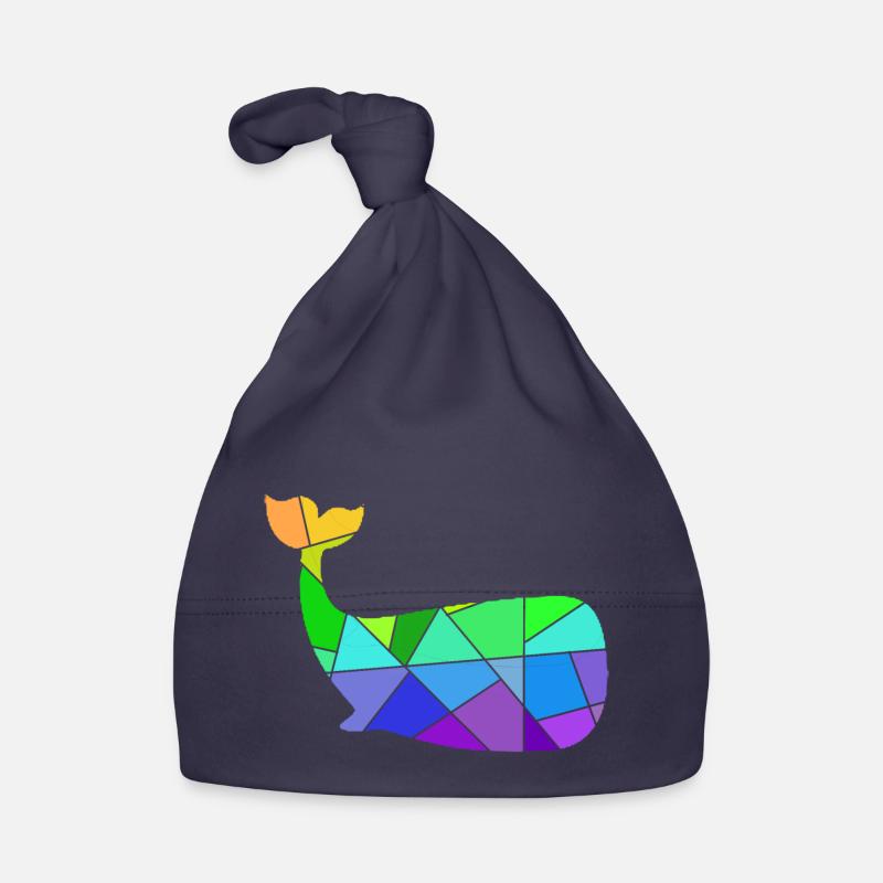 Figures géométriques colorées de baleine - Bonnet bio Bébé - marine