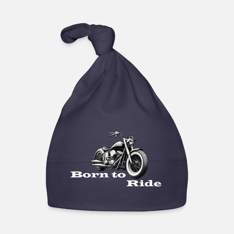 Né pour rouler blanc - Bonnet bio Bébé - marine