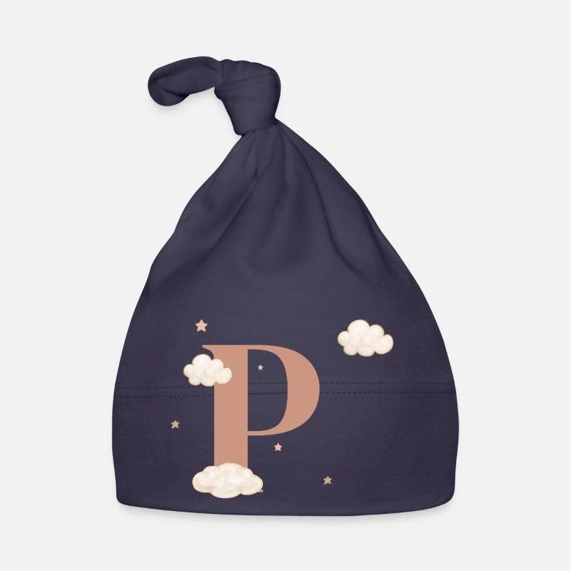 Letter p clouds stars Organic Baby Cap