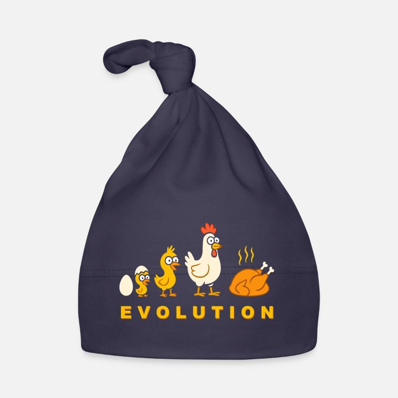 Evolution Hähnchen Broiler Huhn Lustig - Baby Bio-Mütze - Navy