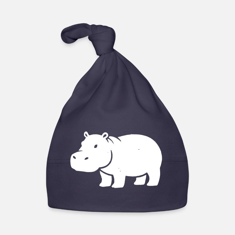 Hippopotamus Silhouette White Organic Baby Cap