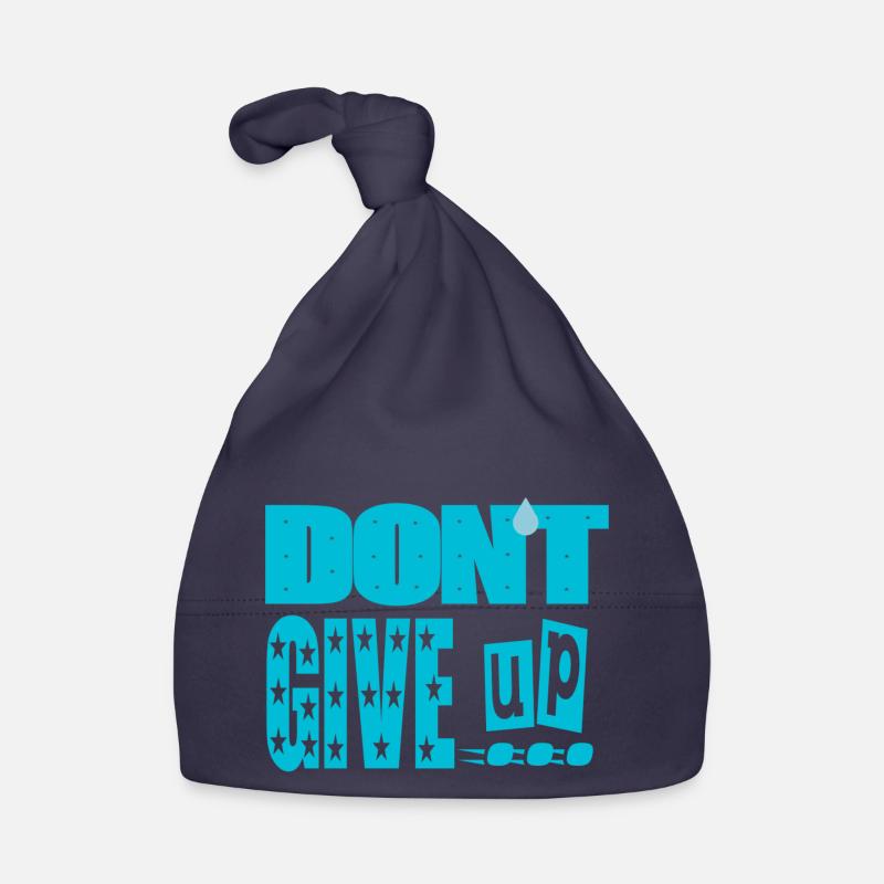 don't give up - Bonnet bio Bébé - marine