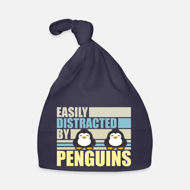 Easily Distracted By Penguins Funny Cute Penguin Organic Baby Cap