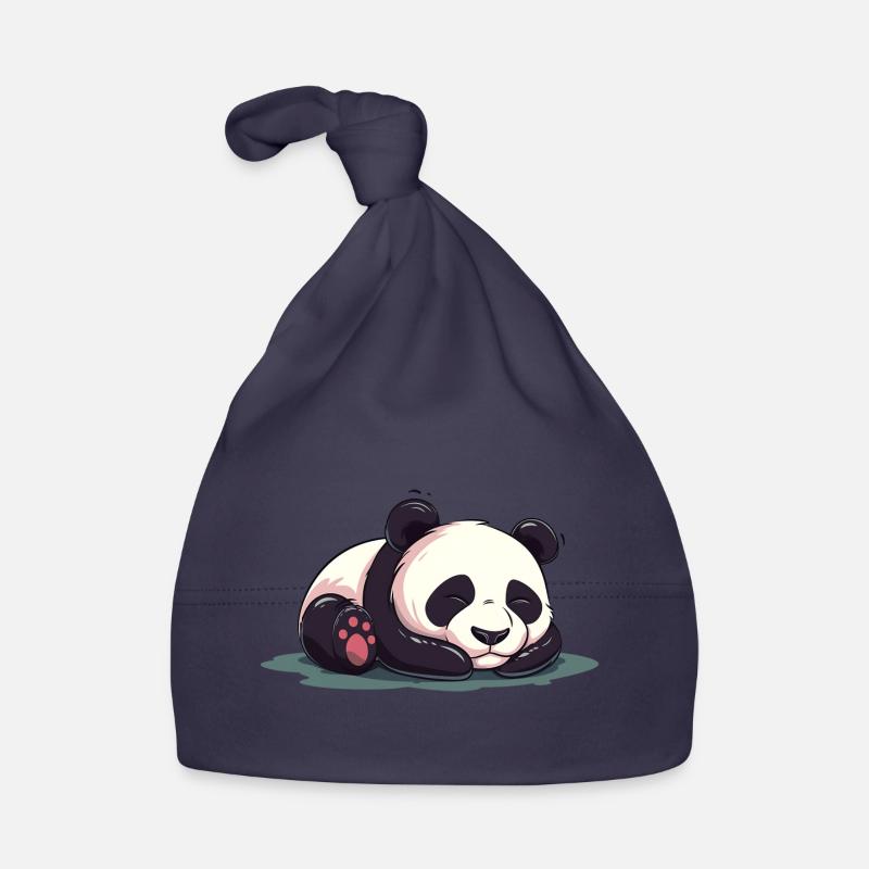 Dessin animé mignon d’un panda endormi - Design adorable Bonnet bio Bébé
