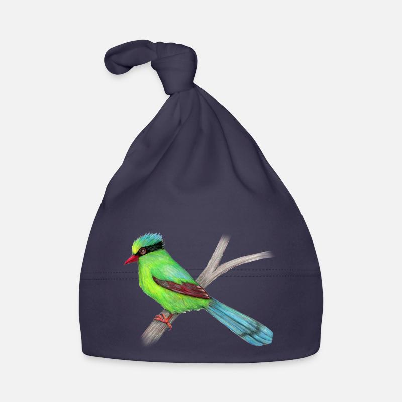 Dessin vert de crayon de pie - Bonnet bio Bébé - marine