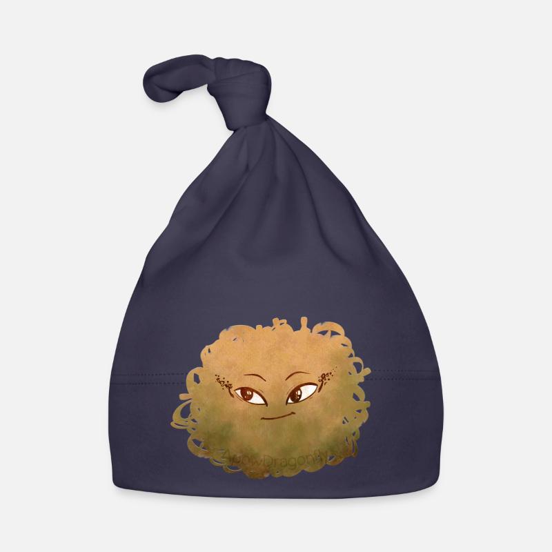 Petit Monstre pelote n°7 – jaune - Bonnet bio Bébé - marine