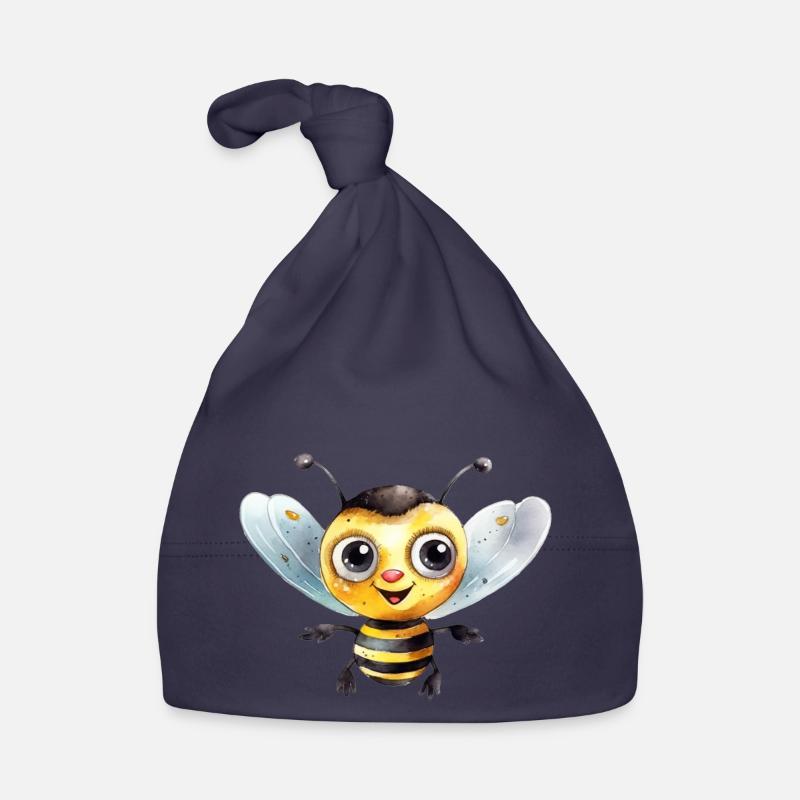 Dessin à l’aquarelle de bourdon - Bonnet bio Bébé - marine