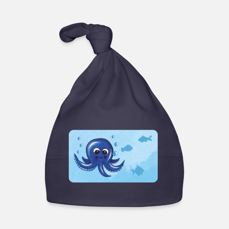 Funny octopus and fish with bubbles Organic Baby Cap