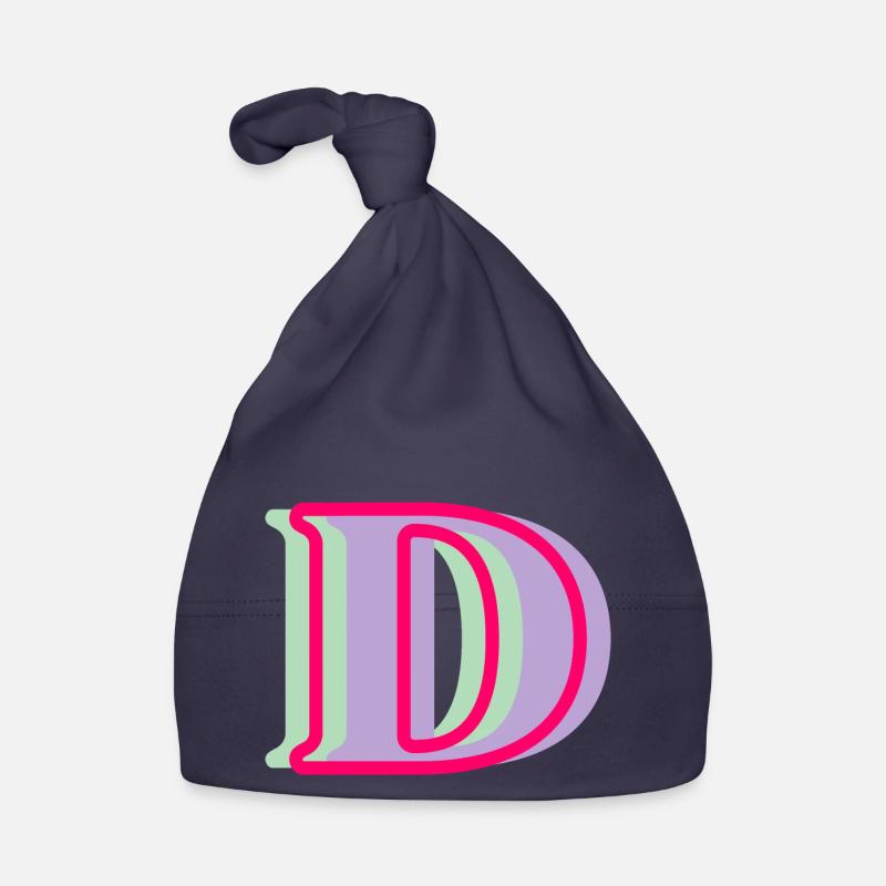 Mehrfarbiger Buchstabe d – originelle Geschenkidee Baby Bio-Mütze