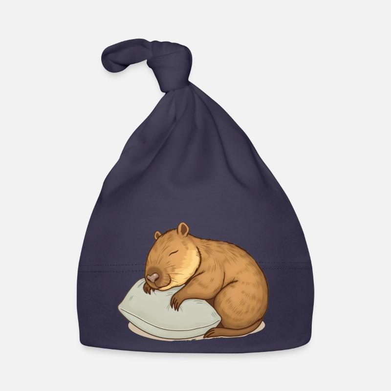 Cute sleeping capybara Organic Baby Cap