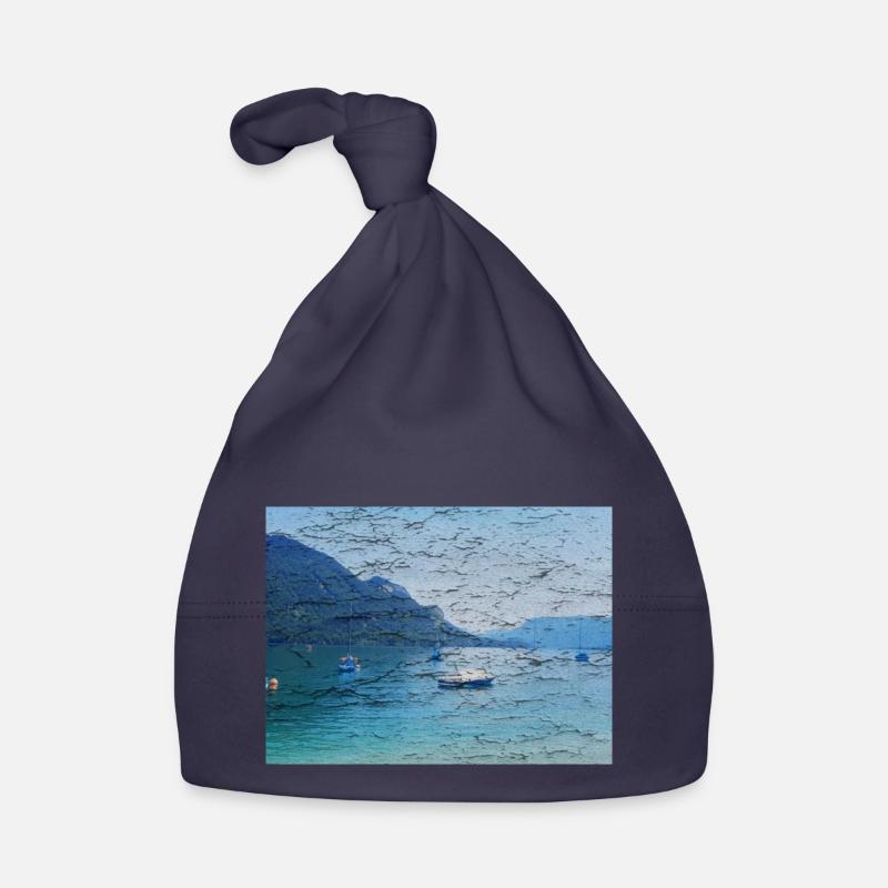 Lake with jumping pattern, patina, on alt Organic Baby Cap