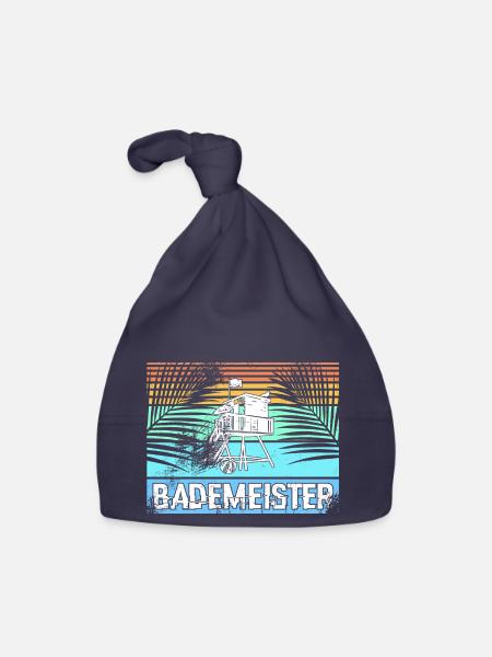 Bademeister Schwimmbad - Baby Bio-Mütze - Navy - Vorne