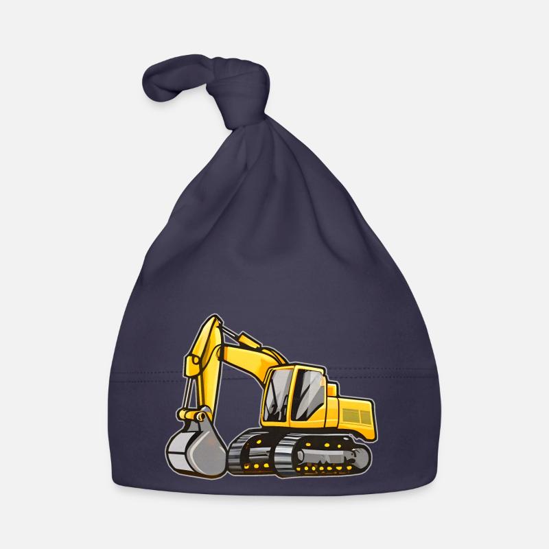Yellow Excavator Organic Baby Cap