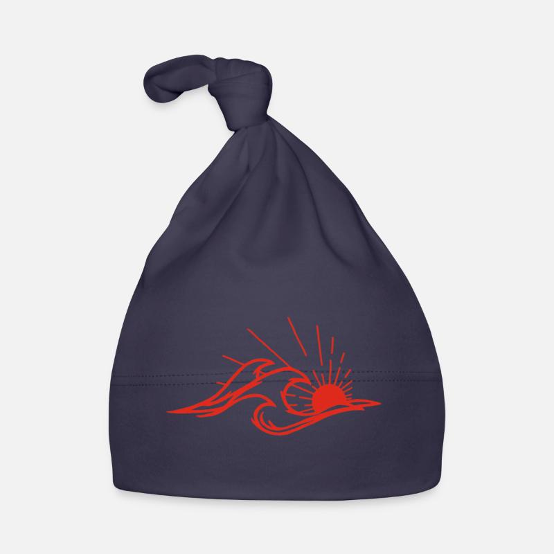 Les vagues et le soleil rouge Bonnet bio Bébé