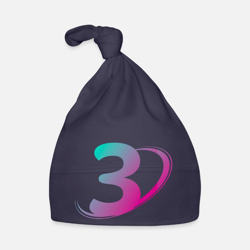 Numéro 3 multicolore - Bonnet bio Bébé - marine