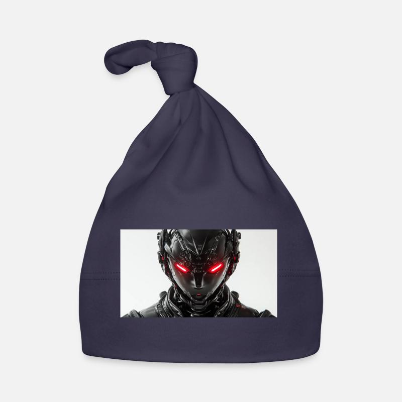 Futuristic robot with red glowing eyes Organic Baby Cap