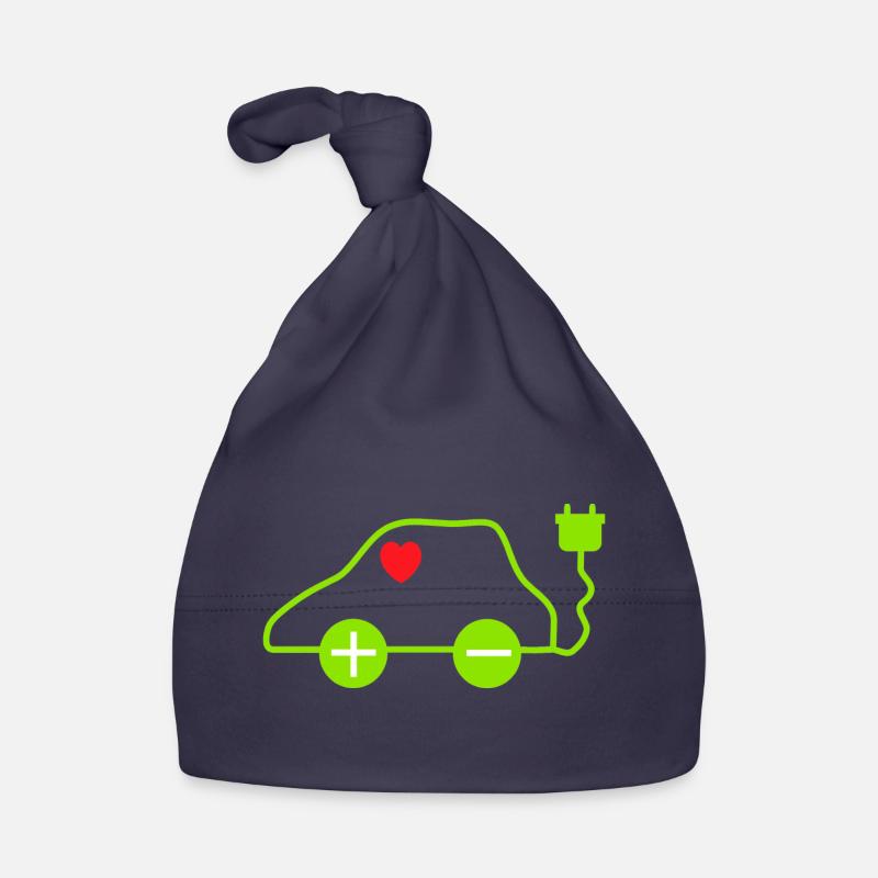 Conception de cœur de voiture électrique verte - Bonnet bio Bébé - marine