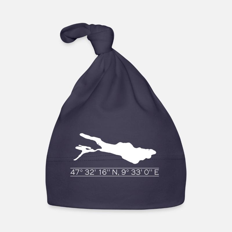 Lake Constance | Coordinates | white Organic Baby Cap