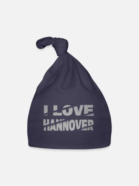 Hanovre Allemagne City Font Skyline J’aime - Bonnet bio Bébé - marine - Devant