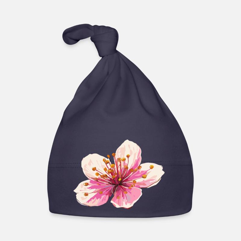 Fleur de cerisier - Bonnet bio Bébé - marine