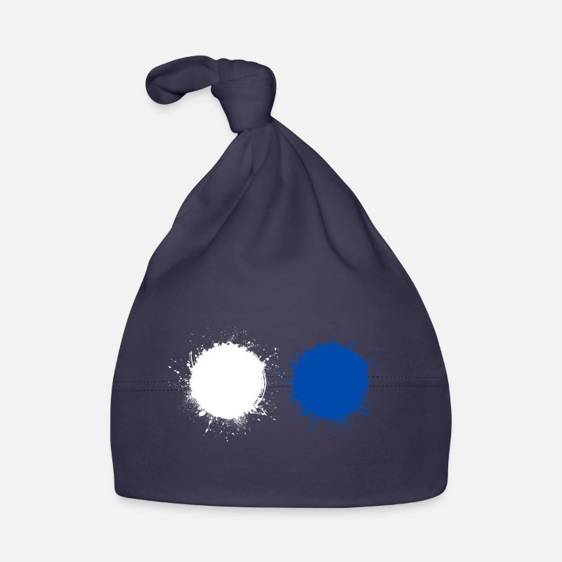 White Blue Organic Baby Cap