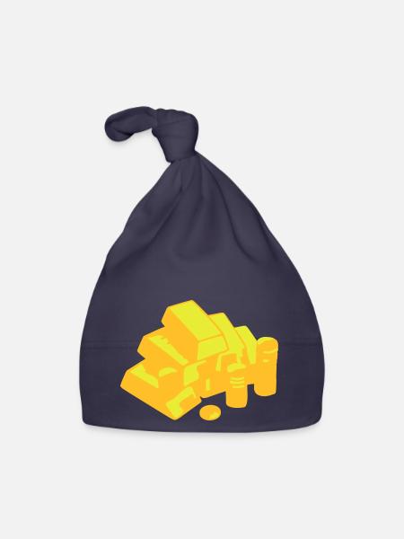 Gold - Organic Baby Cap - navy - Front