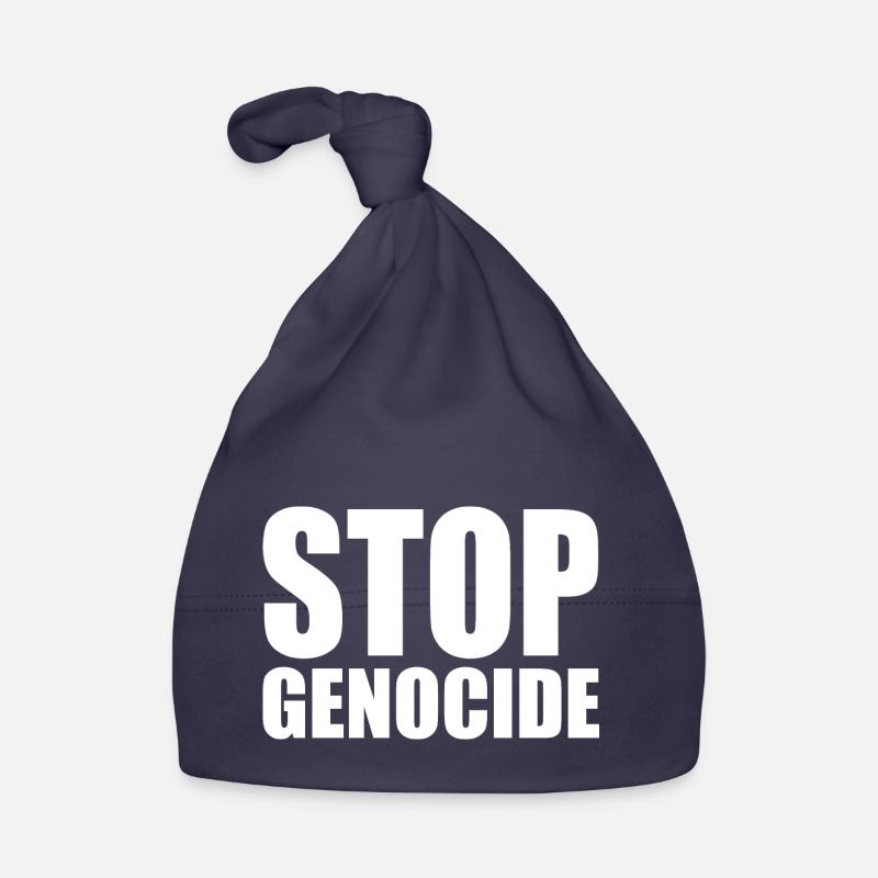 Stop genocide - Bonnet bio Bébé - marine