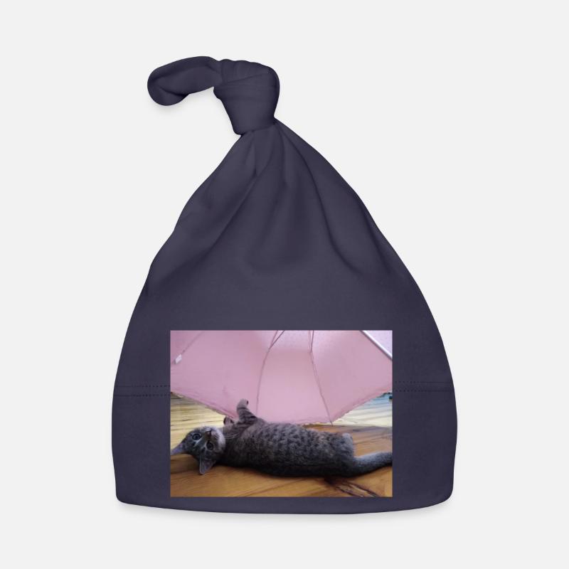 chat, cocur, chatte - Bonnet bio Bébé - marine