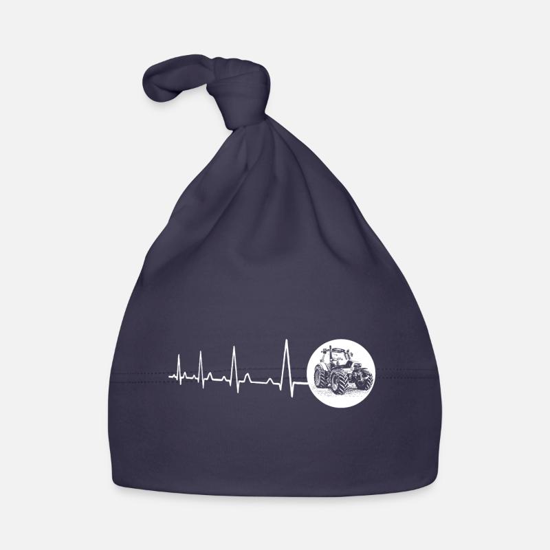 Heartbeat with circle tractor white Organic Baby Cap