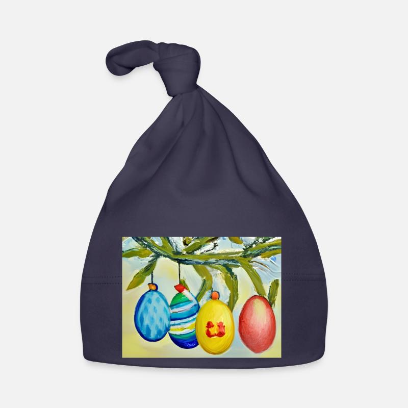 Branche d’œuf colorée - Bonnet bio Bébé - marine