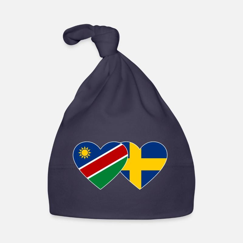 Namibia Sweden Flag Heart Organic Baby Cap