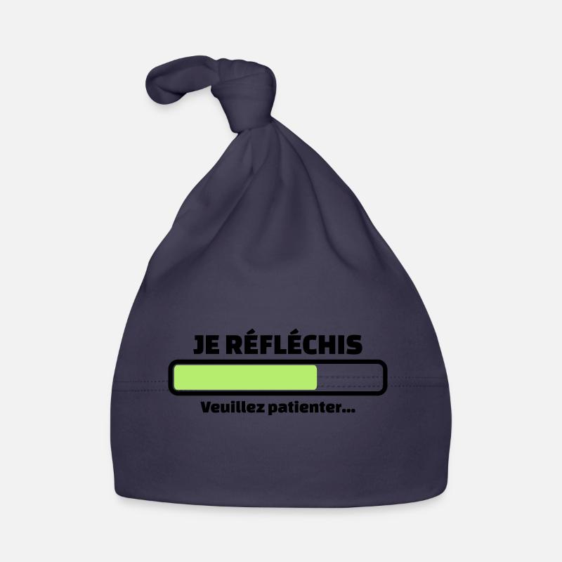 je réfléchis veuillez patienter - Bonnet bio Bébé - marine