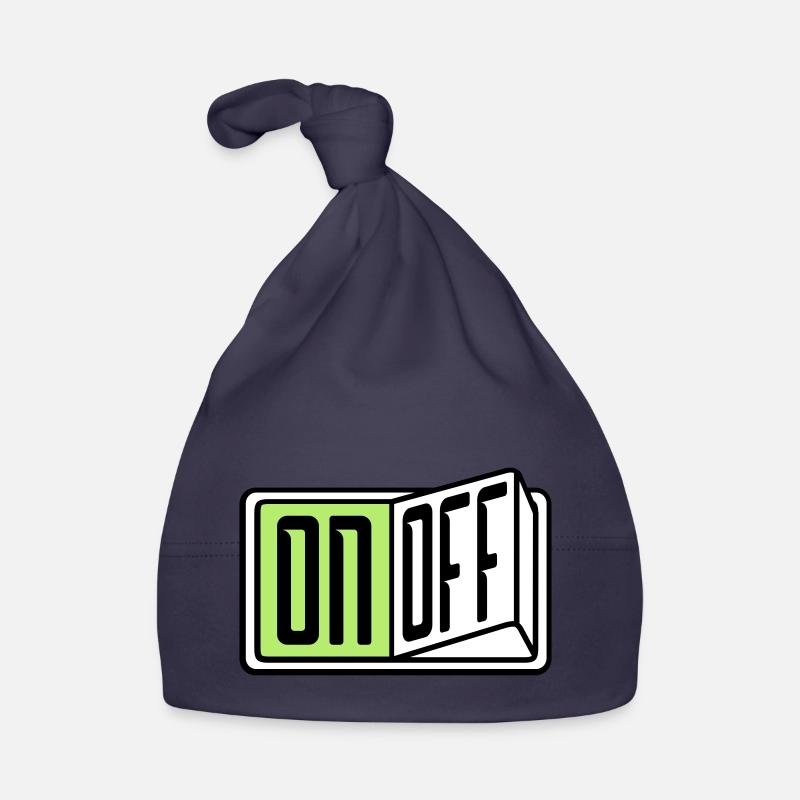 on off schalter taste button einschalten ausschalt Baby Bio-Mütze