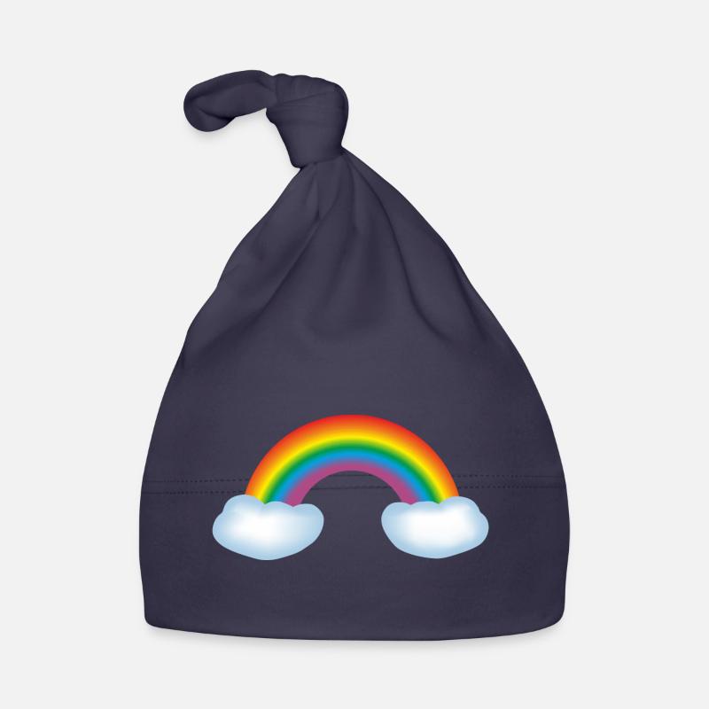 Rainbow & clouds - Bonnet bio Bébé - marine