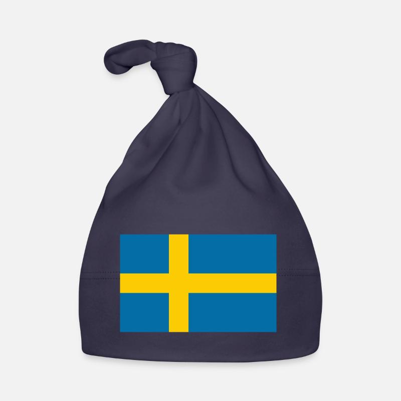 Drapeau Suède / Sweden flag - Bonnet bio Bébé - marine