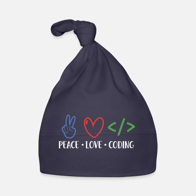 Peace Love Coding Coder Software Developer Program Baby Bio-Mütze
