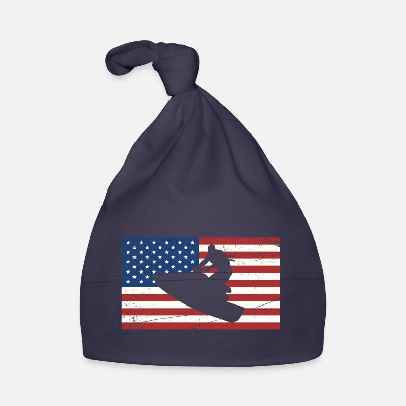 drapeau de jetski des États-Unis Conception d’un drapeau américain et d’un jet ski Bonnet bio Bébé