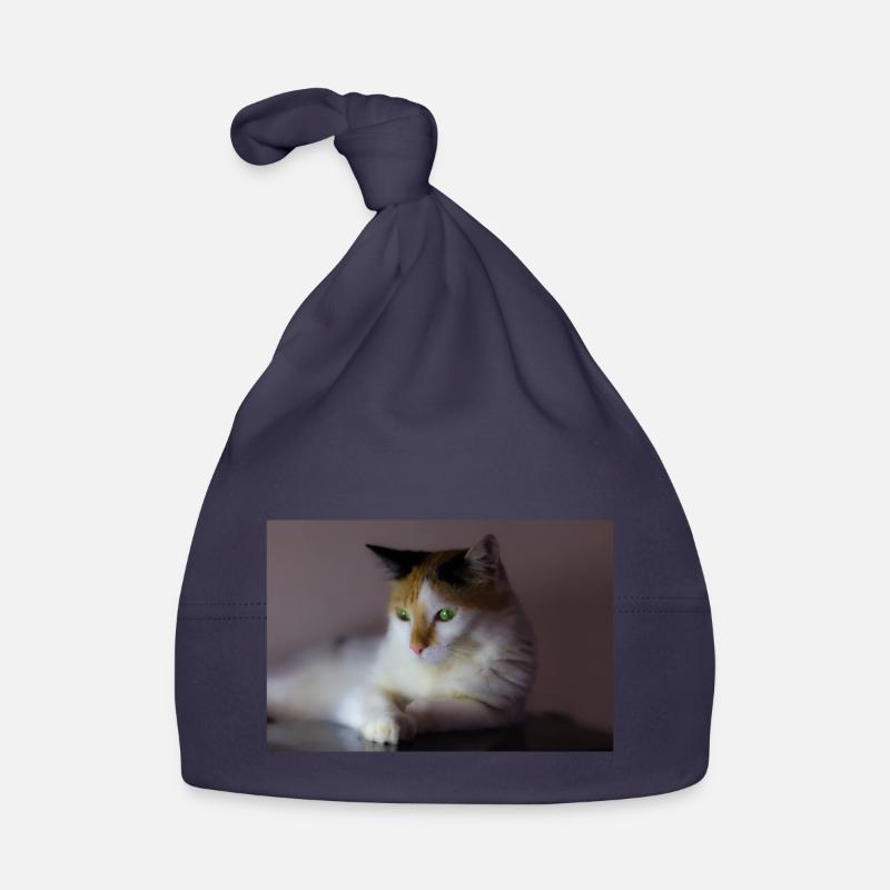 le chat au doux regard Bonnet bio Bébé