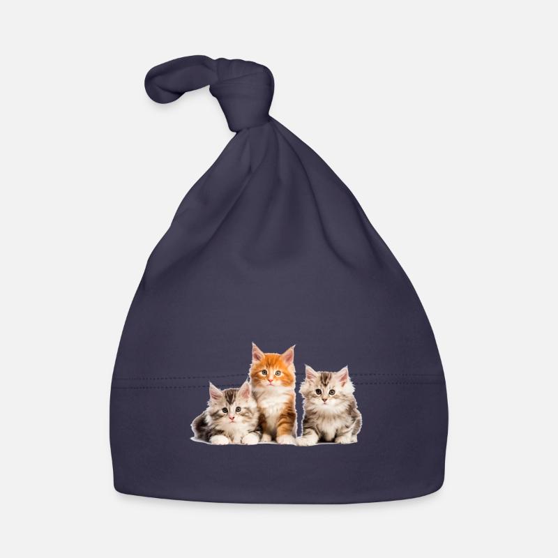 chatons maine coon chats mignons - Bonnet bio Bébé - marine