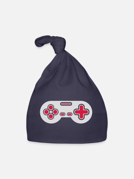 Design Retro Gamer Controller - Baby Bio-Mütze - Navy - Vorne
