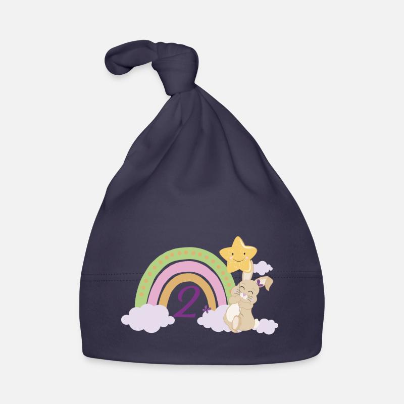2. Geburtstag Regenbogen Hase Mädchen Geschenk Baby Bio-Mütze