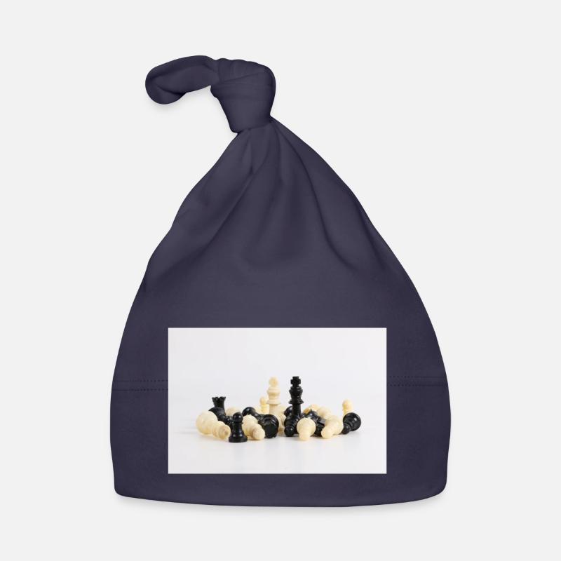 Pièces d’échecs - Bonnet bio Bébé - marine