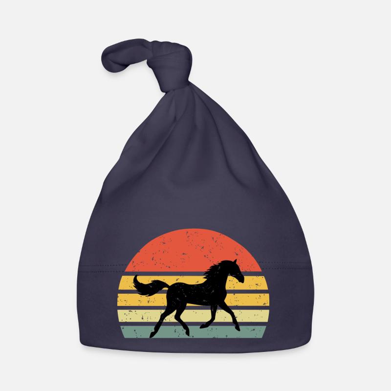 Cheval Vintage Rétro - Bonnet bio Bébé - marine