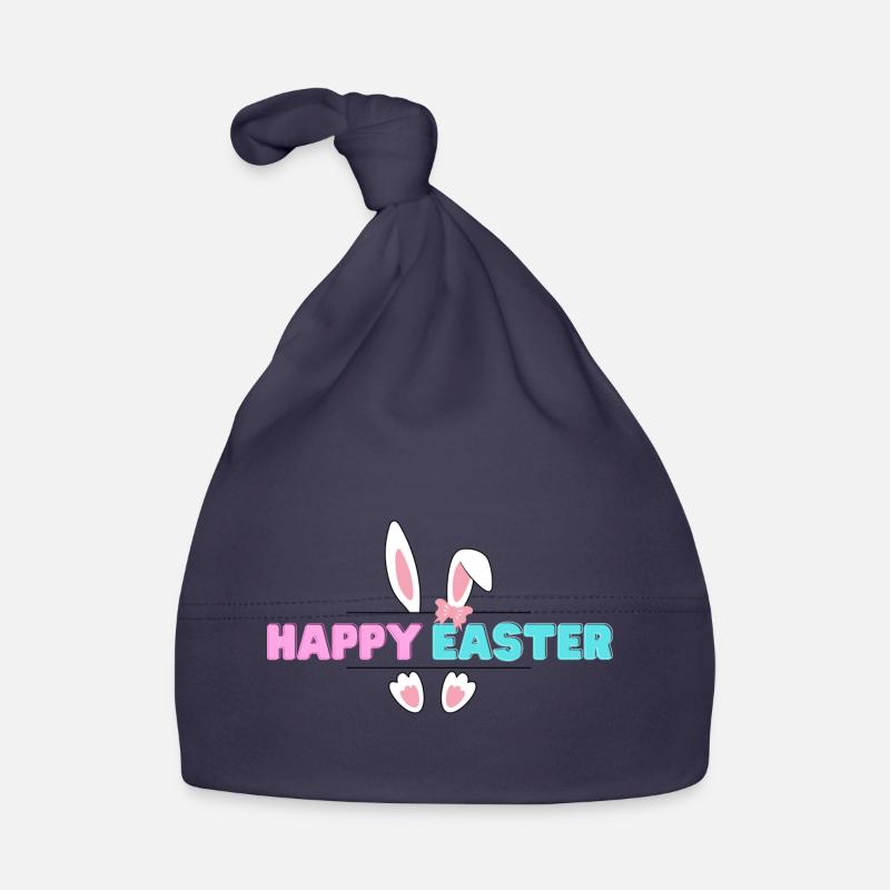 Joyeuses Pâques - Bonnet bio Bébé - marine