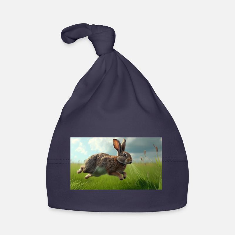 Lapin sauteur - Bonnet bio Bébé - marine